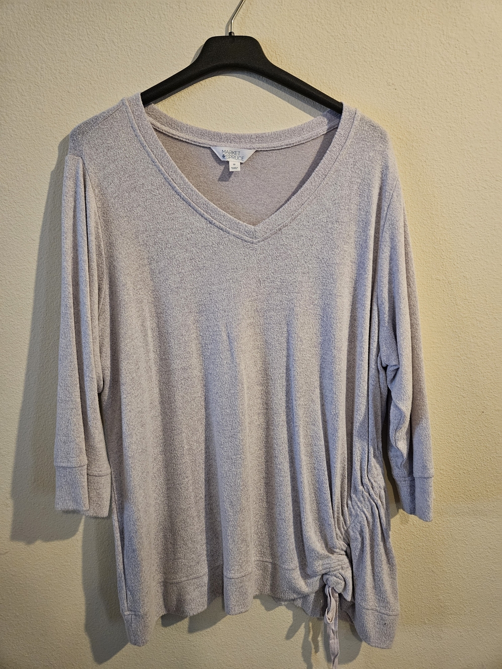 Market & Spruce Soft Lavender V-Neck Side Tie Knit Top